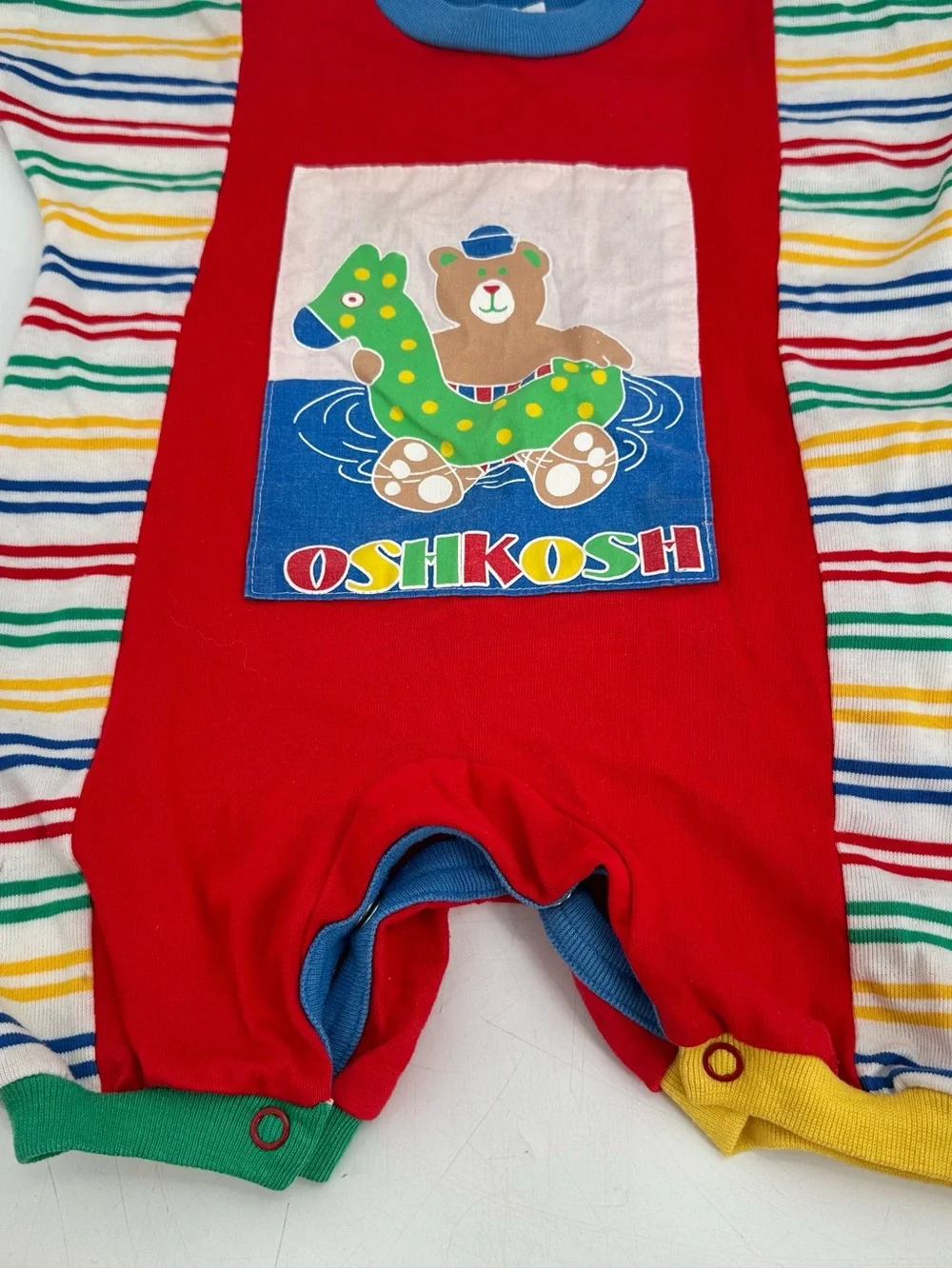 Vintage 90s OshKosh Colorblock Romper 6-9 Months Baby B’Gosh Snap 100% Cotton